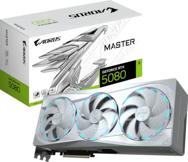 3366cff8-d66c-4dcc-beee-a2d52f6d05bf GIGABYTE - NVIDIA GeForce RTX 5080 AORUS MASTER ICE GDDR7 16G PCI Express 5.0 Graphics Card - White