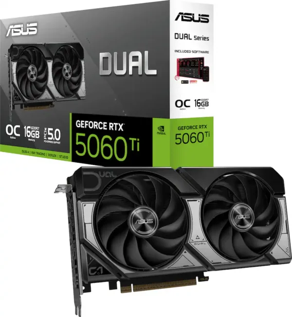 55b3b7fa-b0ad-444b-9be4-bf24cd54c221 ASUS - DUAL NVIDIA GeForce RTX 5060 Ti OC Edition 16GB GDDR7 PCI Express 5.0 Graphics Card - Black