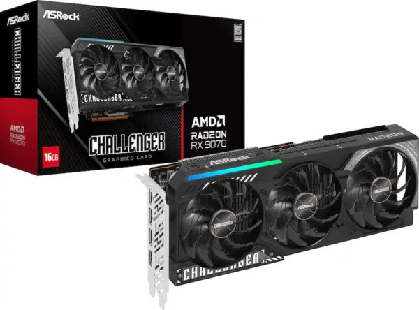 5df359ab-19eb-4fac-9006-d7b9a23b5593 ASRock - Challenger Radeon RX 9070 16GB GDDR6 PCI Express 5.0 Graphics Card