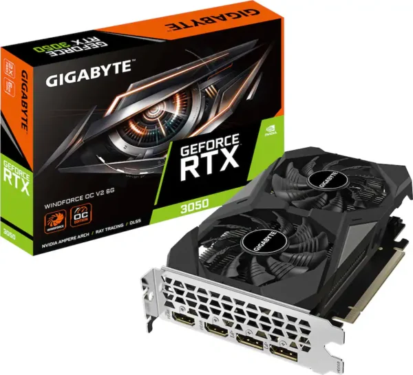 db2b7f54-94da-44ee-9a98-f708ae287a88 GIGABYTE - NVIDIA GeForce RTX 3050 WINDFORCE OC V2 6GB GDDR6 PCI Express 4.0 Graphics Card - Black