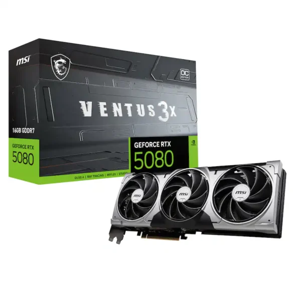 MSI - NVIDIA GeForce RTX 5080 16G VENTUS 3X OC 16GB GDDR7 PCI Express Gen 5 Graphics Card - Black